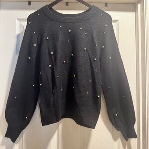 NWT Draper James Black Sweater with Jewel Accents Size Medium